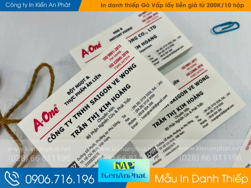 Xưởng in danh thiếp Gò Vấp lấy liền giá từ 200.000đ/10 hộp